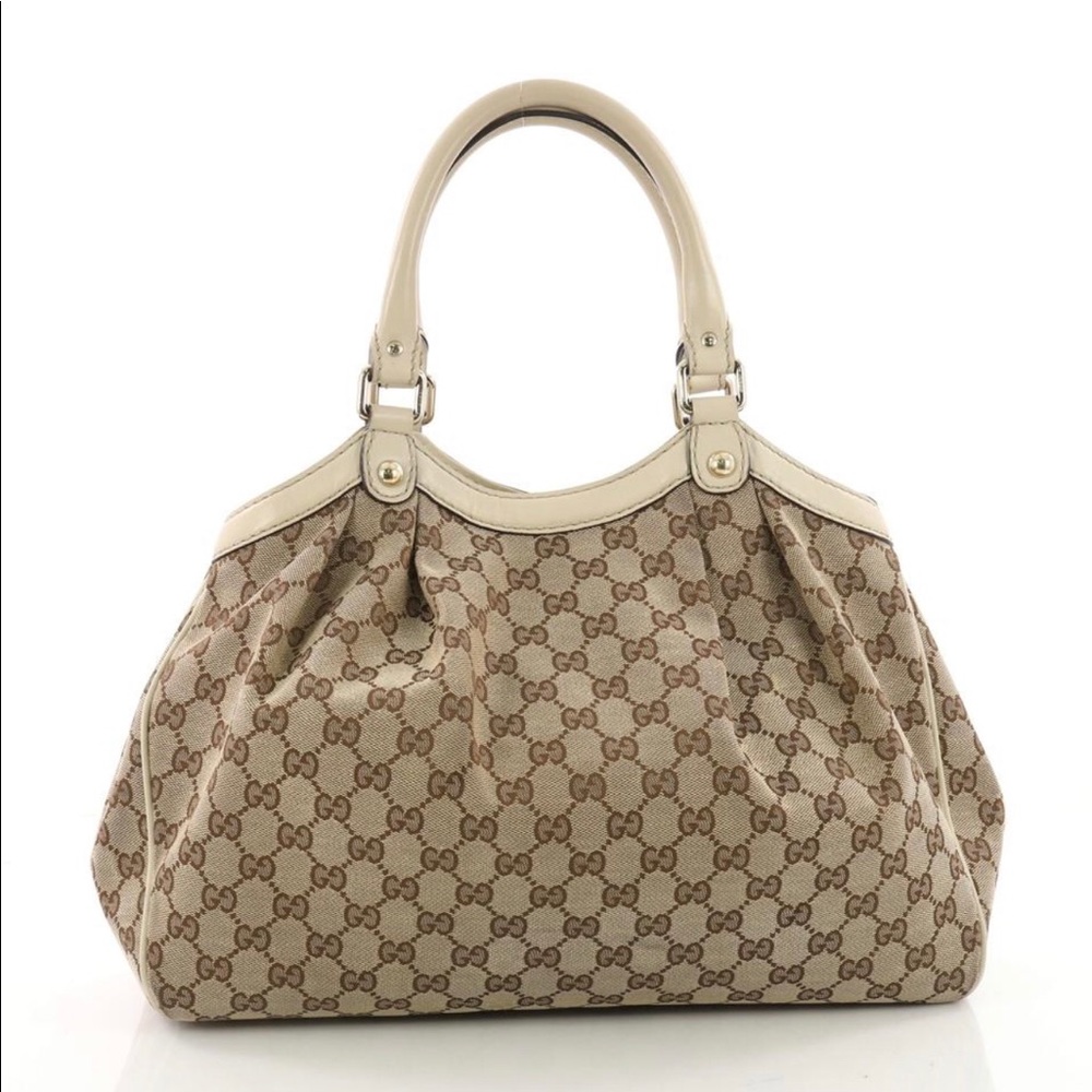 Gucci Sukey  Gg Medium Brown Canvas Tote